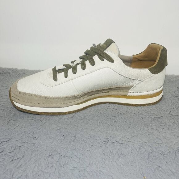 Clarks White Sneakers with Olive Accents - Picture 9 of 11